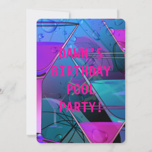 Birthday Pool Party Summer Poolside Mix Cocktail Kaart