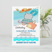 Birthday Pool Party Swimsuit uitnodiging (Staand voorkant)