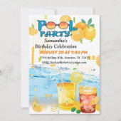 Birthday Pool Party Tropical Drink Invitation Kaart (Voorkant)