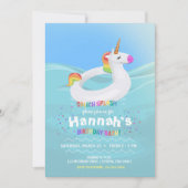 Birthday Pool Party Unicorn Float Uitnodiging (Voorkant)