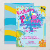 Birthday Pool Party, Water Park Summer Birthday Kaart (Voorkant / Achterkant)