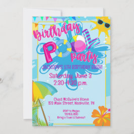 Birthday Pool Party, Water Park Summer Birthday Kaart