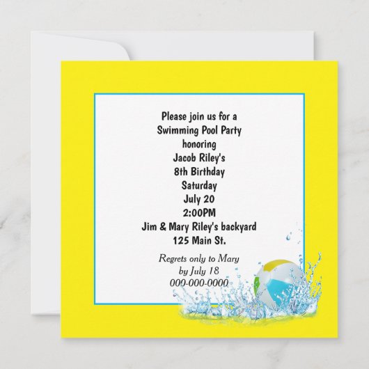 Birthday Pool Party with Yellow Ducks Kaart (Achterkant)