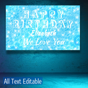 Birthday poolpartij Beach party Water ripples chic Spandoek