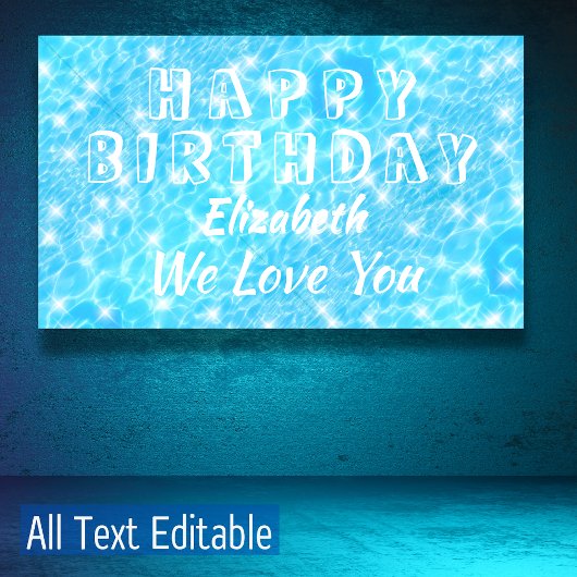 Birthday poolpartij Beach party Water ripples chic Spandoek