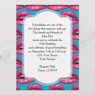 Birthday Pop Art Pink Lips Makeup Kaart