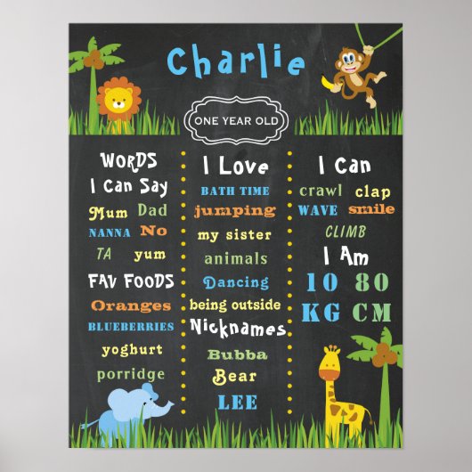 Birthday Poster Baby Theme One Party Sign (Voorkant)