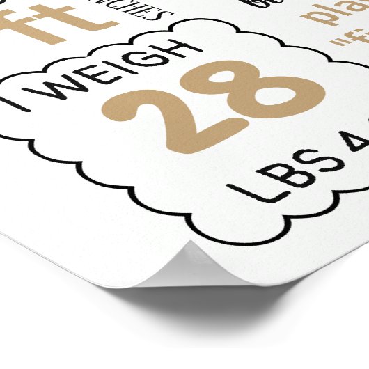 Birthday Poster Banner Milestone zwart wit goud (Hoek)