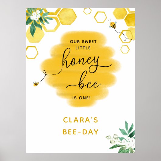 Birthday Poster Honey Bee Birthday (Voorkant)