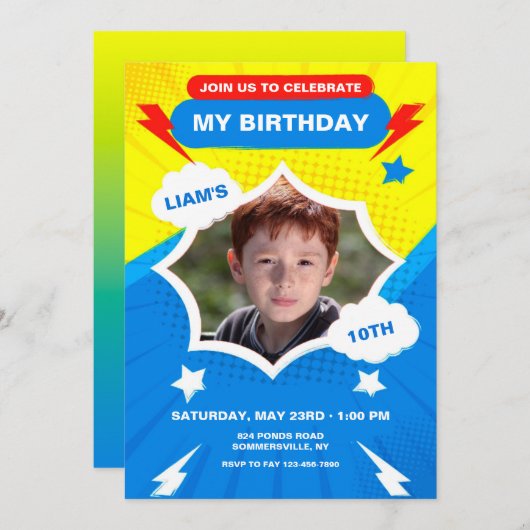 Birthday Power Foto Kaart (Voorkant / Achterkant)