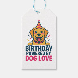Birthday Powered by Dog Love Illustration Cadeaulabel