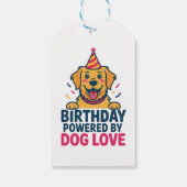 Birthday Powered by Dog Love Illustration Cadeaulabel (Achterkant)