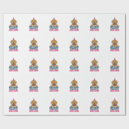 Birthday Powered by Dog Love Illustration Cadeaupapier