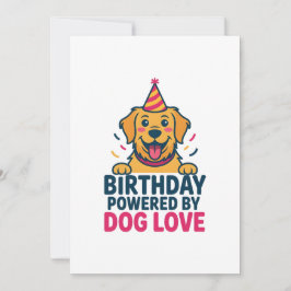 Birthday Powered by Dog Love Illustration Feestdagenkaart