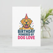 Birthday Powered by Dog Love Illustration Feestdagenkaart (Staand voorkant)