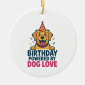 Birthday Powered by Dog Love Illustration Keramisch Ornament (Voorkant)