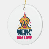 Birthday Powered by Dog Love Illustration Keramisch Ornament (Links)