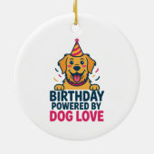 Birthday Powered by Dog Love Illustration Keramisch Ornament (Achterkant)