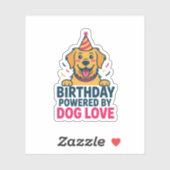 Birthday Powered by Dog Love Illustration Sticker (Vel)