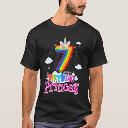 Birthday Princess 7 Years Old Funny 7th Birthday K T-shirt (Voorkant)