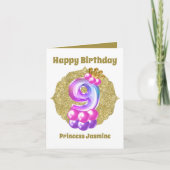 Birthday Princess 9th Birthday add name sentiment Kaart (Voorkant)