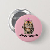 BIRTHDAY PRINCESS CAT-BUTTONNEN RONDE BUTTON 5,7 CM (Voorkant /achterkant)