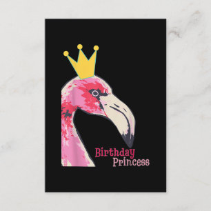 Birthday Princess Girl Flamingo   Cute Flamingo Informatiekaartje