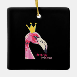 Birthday Princess Girl Flamingo Cute Flamingo Keramisch Ornament