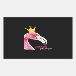 Birthday Princess Girl Flamingo Cute Flamingo Rechthoekige Sticker