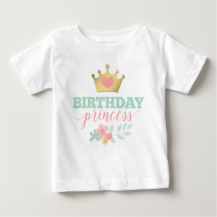 Birthday Princess Gold Crown & Shabby Pink Floral