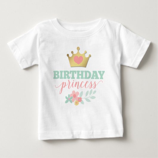Birthday Princess Gold Crown & Shabby Pink Floral (Voorkant)
