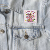 Birthday Princess Ik ben Vier T-shirts en Gifts Vierkante Button 5,1 Cm (In situ)