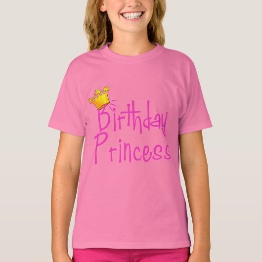 Birthday Princess met Gold Crown T-shirt (Voorkant)
