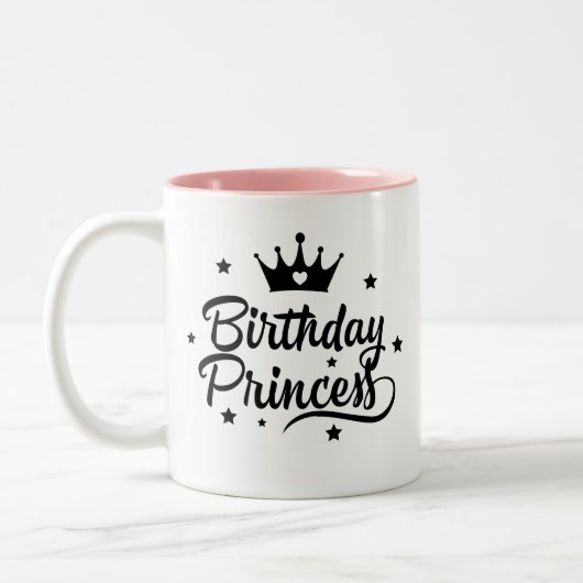"Birthday Princess" Tweekleurige Koffiemok (Links)