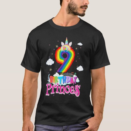 Birthday Prinses 9 Years Old Funny 9th Birthday K T-shirt (Voorkant)