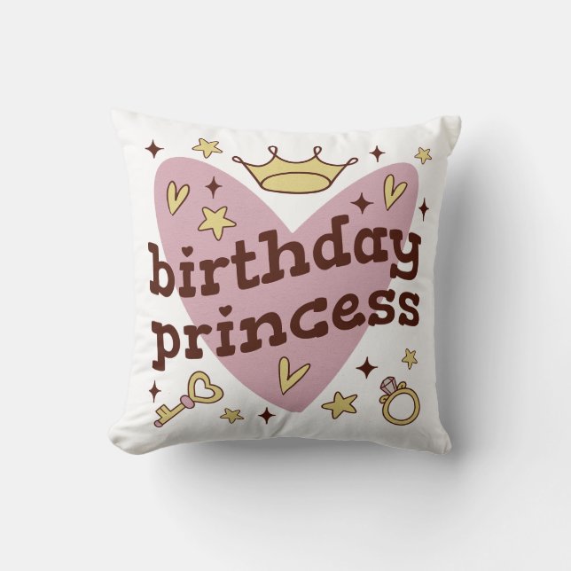 Birthday prinses gooit proefontwerp kussen (Voorkant)