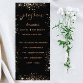 Birthday Progam Menu zwarte goudglitter