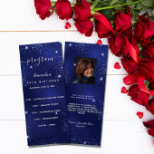 Birthday-programma blauwe glitter foto leuke feite reclamekaart
