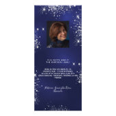 Birthday-programma blauwe glitter foto leuke feite reclamekaart (Achterkant)