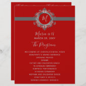 Birthday-programma's voor rood en grijs monogram (Voorkant / Achterkant)