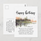 Birthday Psalm 1-3 Bijbel Verse Natuur Waterverf Briefkaart (Voorkant / Achterkant)