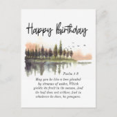Birthday Psalm 1-3 Bijbel Verse Natuur Waterverf Briefkaart (Voorkant)