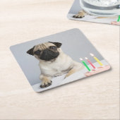 Birthday Pug Kartonnen Onderzetters (Schuin)