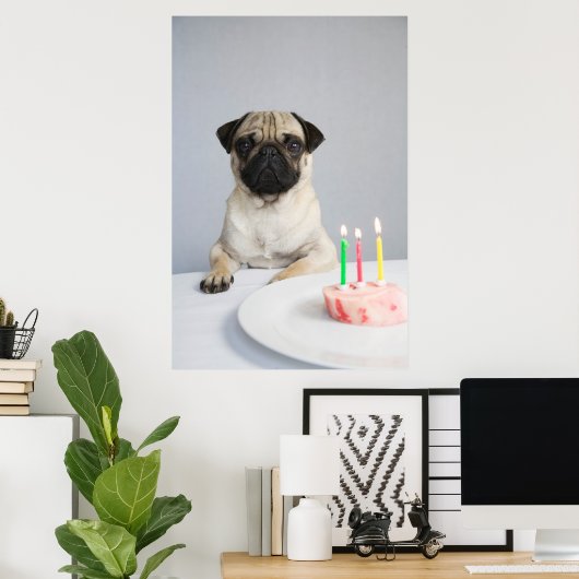 Birthday Pug Poster (Thuiskantoor)