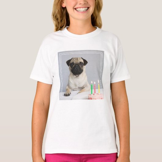 Birthday Pug T-shirt (Voorkant)