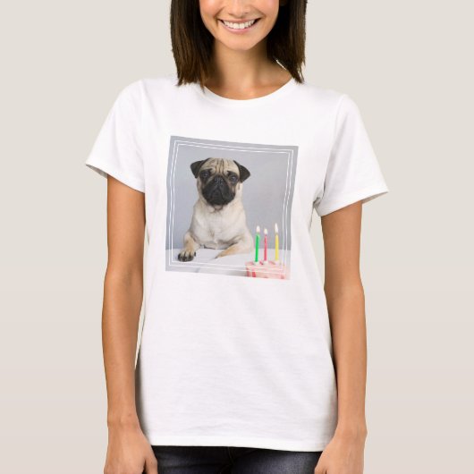 Birthday Pug T-shirt (Voorkant)