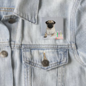 Birthday Pug Vierkante Button 5,1 Cm (In situ)