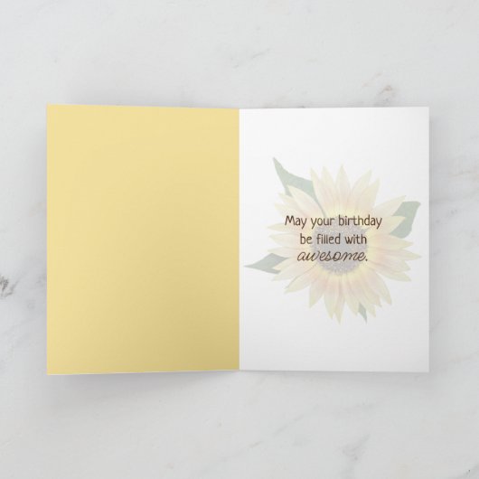 Birthday Puppy with Sunflower Kaart (Binnen)