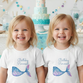 Birthday purrmaid cat mermaid waterverf girl kinder shirts