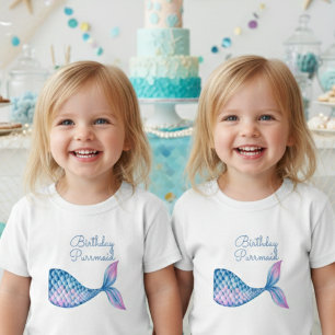 Birthday purrmaid cat mermaid waterverf girl kinder shirts